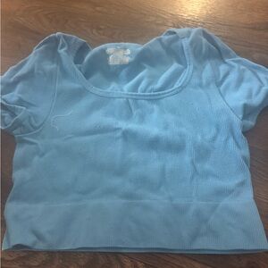 Light Blue Ribbed Crop Top